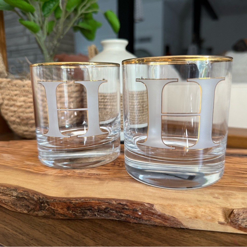 Williams-Sonoma Set of 2 Monogram Double Old-Fashioned Glass, H
